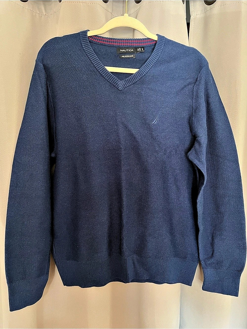 Nautica Men's V-Neck Sweater, Blue, Size Large